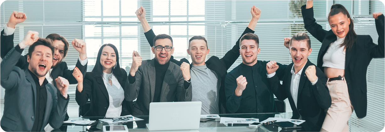 Cheerful corporate team